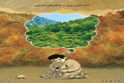 آتش‌سوزی جنگل‌های هیرکانی/ کاریکاتور جمال رحمتی